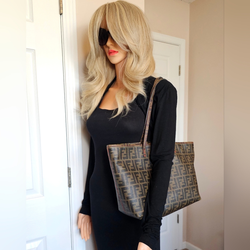 Authentic FENDI Zucca Spalmati Canvas Tote Shoulder Bag ❤️ - Picture 14 of 16